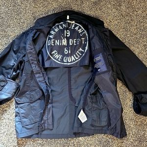Armani Jeans Mens Jacket Size XL Black Lightweight 4 Pockets outside & 1 Inside